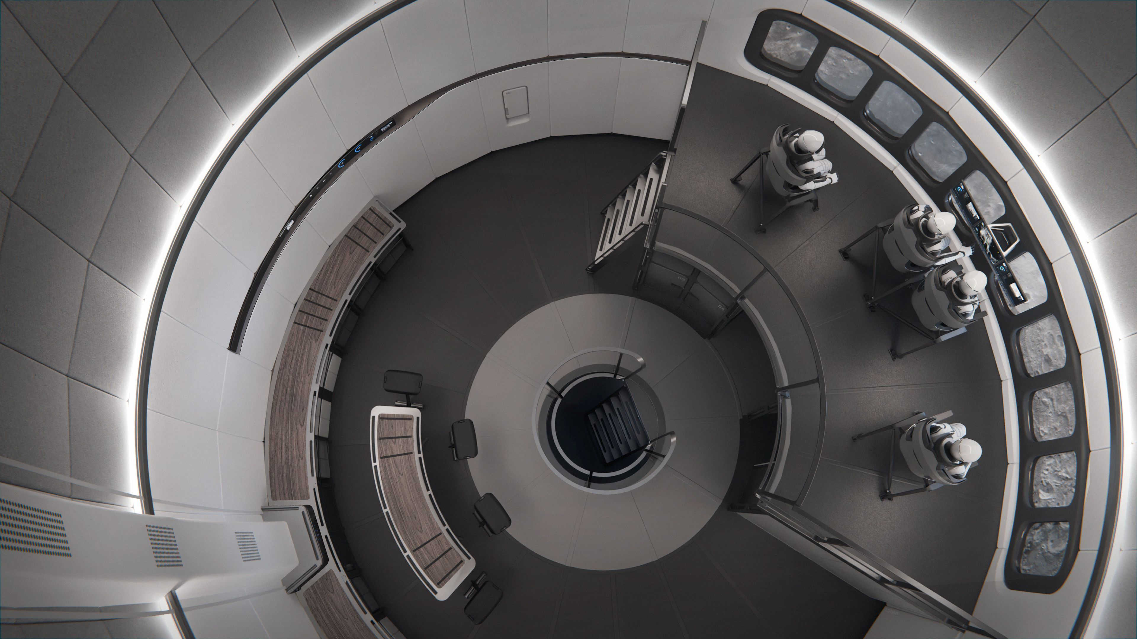 Artist's rendering of the cabin of SpaceX's Starship vehicle during an Artemis moon mission for NASA.