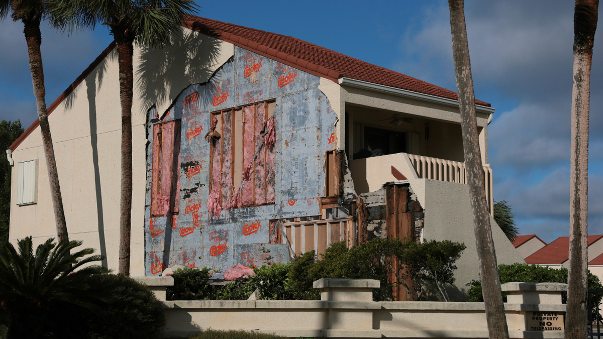 Hurricane Isaias tore the siding off a home as it passed through the area on October 10, 2026, in Fort Walton Beach, Florida. Hurricane Isaias made landfall as the season's first Atlantic hurricane with category two winds.