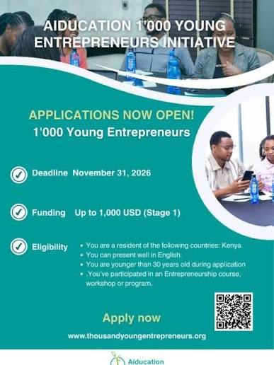 Call For Applications: 1,000 Young Entrepreneurs Start-Up Fund 2026.