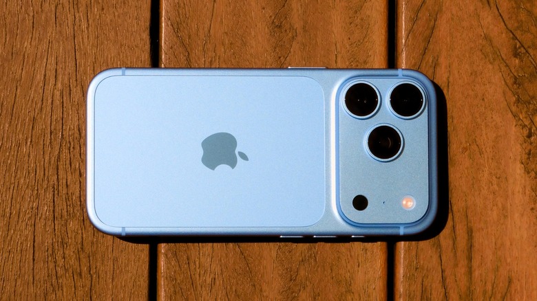 The back of a blue iPhone 18 Pro.