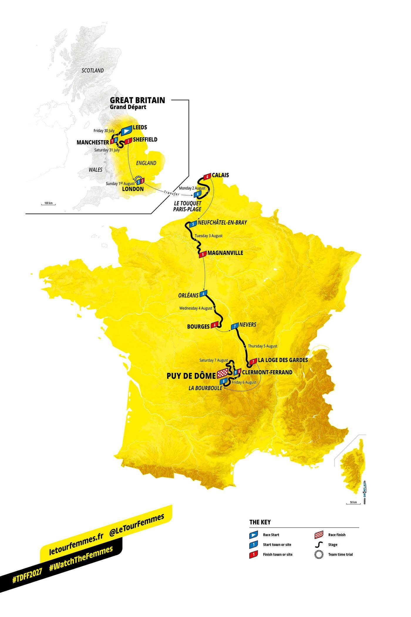Tour de France Femmes 2027 route map