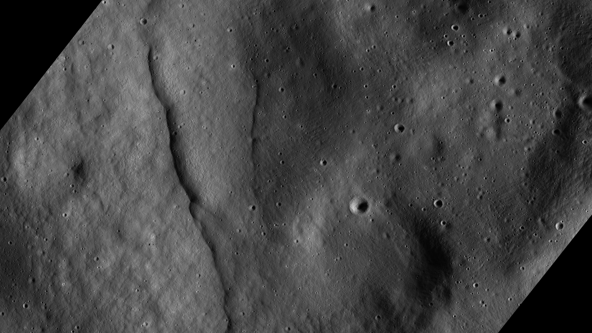 Lobate scarps on the moon.