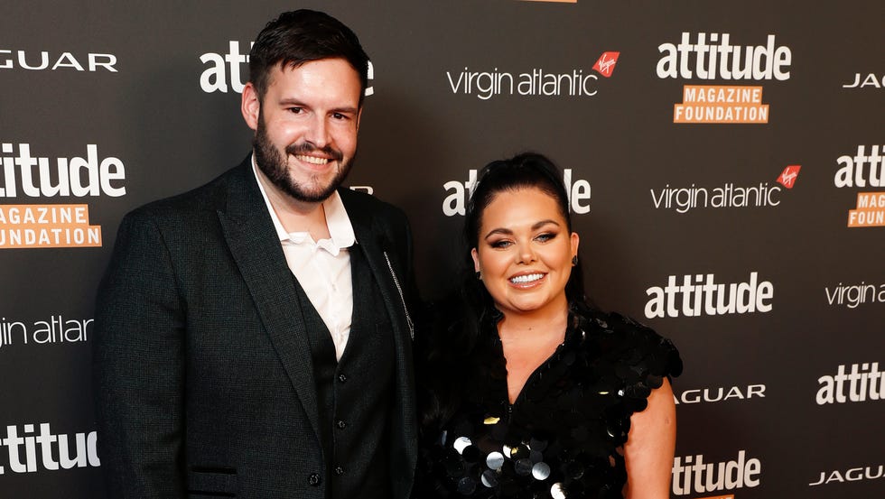scarlett moffatt scott dobinson london, england october 12 scott dobinson and scarlett moffatt attend the attitude awards 2022 at the roundhouse on october 12, 2022 in london, england photo by john phillipsgetty images