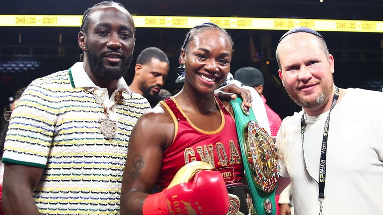 Claressa Shields with Terence Crawford and Dmitriy Salita (right)