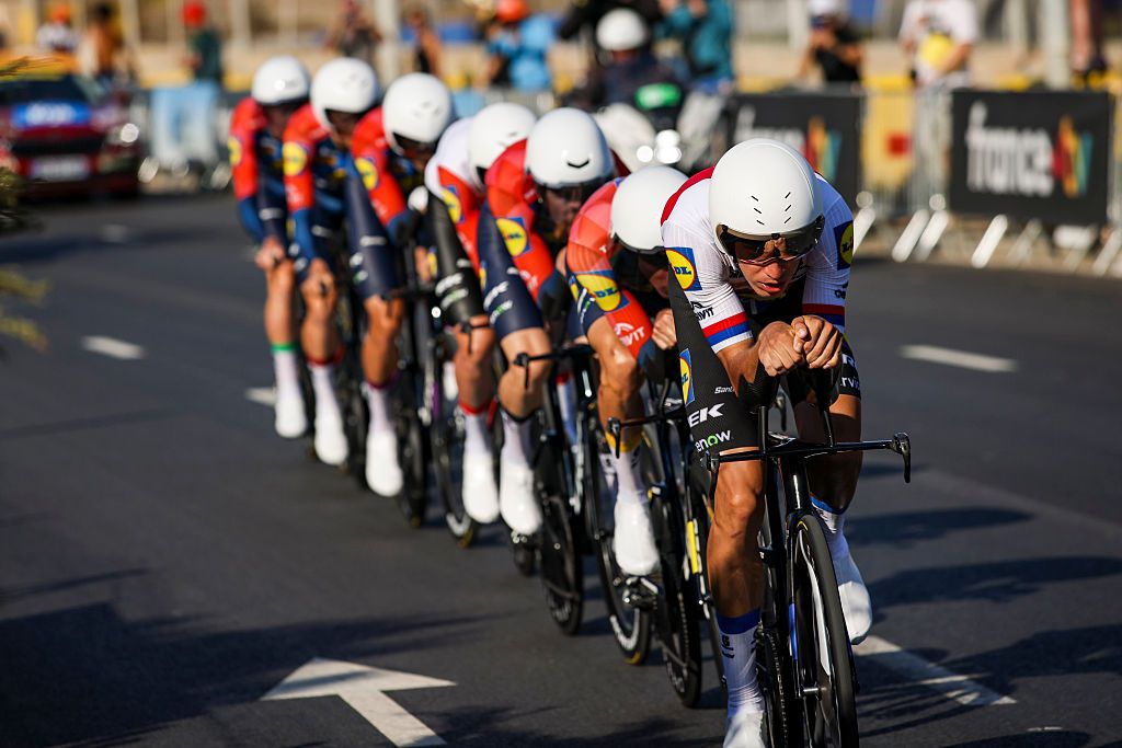 Lidl-Trek during a team time trial in 2026