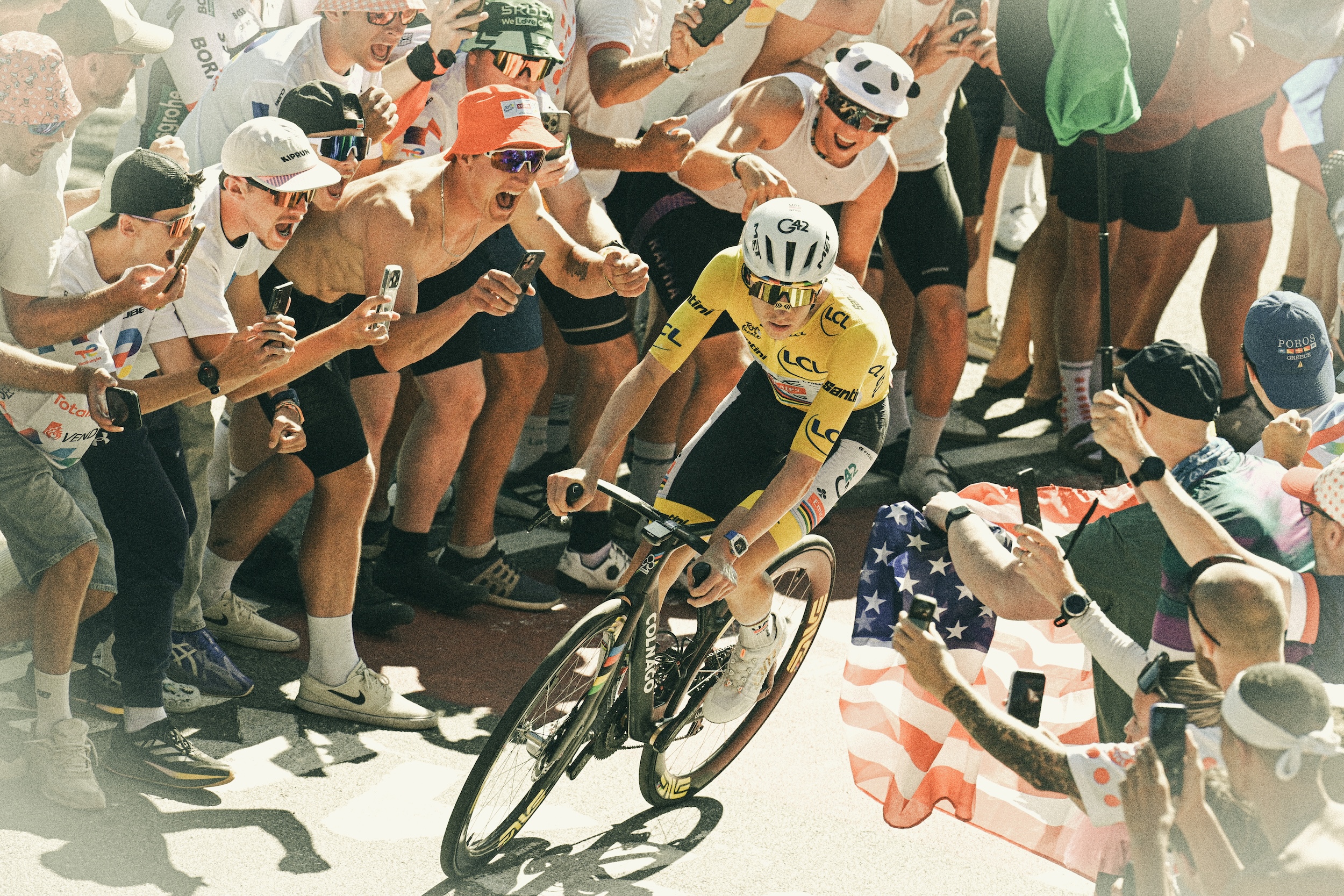 Tadej Pogačar climbing Alpe d'Huez