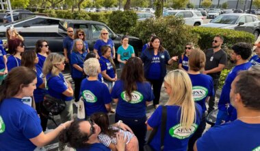 Sharp nurses picketing while Kaiser workers on strike
