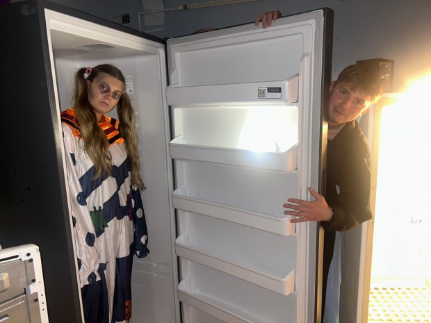 Volunteers inside of CityHeART’s haunted house jumped out of refrigerators...