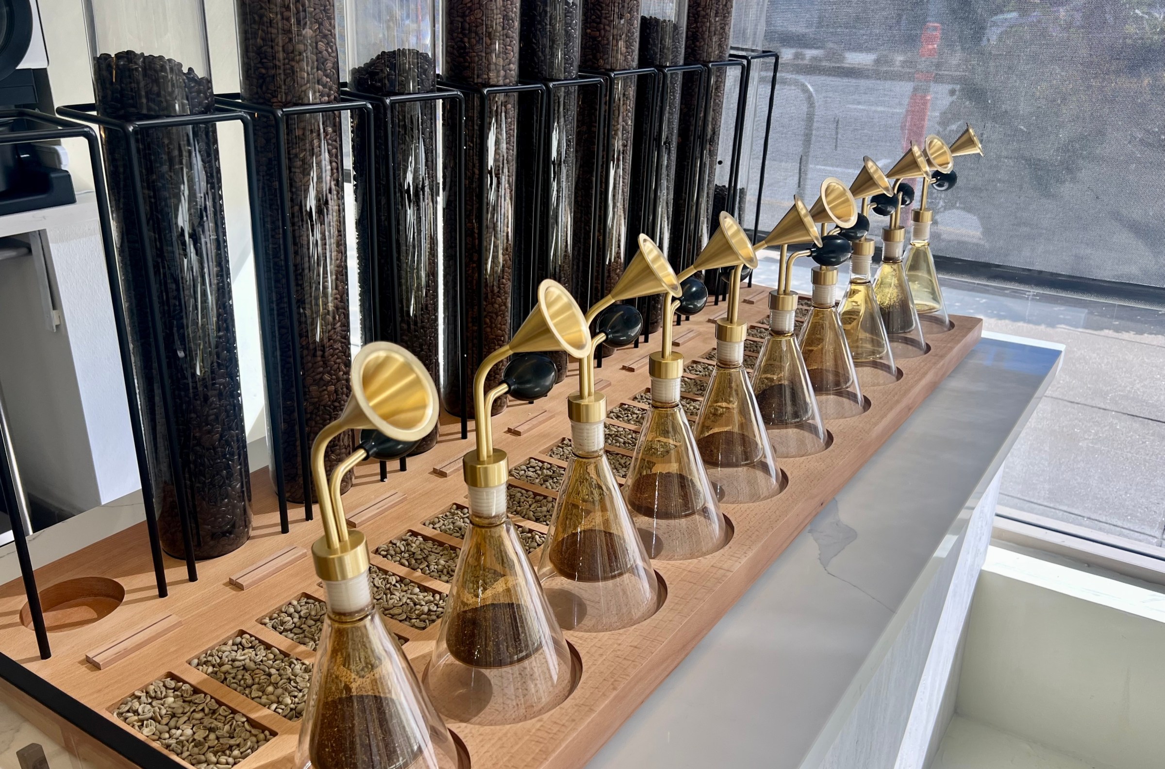 A series of coffee tubes.