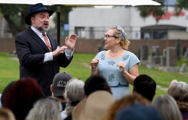 The actors Rick Fleischman and Madison Mooney portrait Walter and...