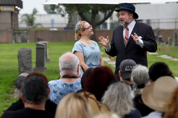 The actors Rick Fleischman and Madison Mooney portrait Walter and...