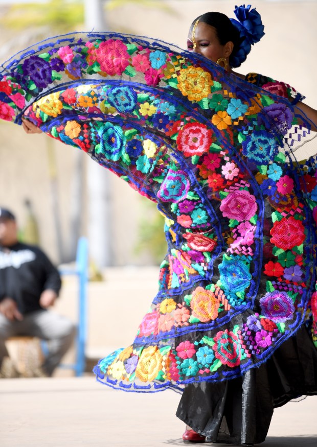 The Ballet Folklórico Almitas Mexicanas performs during the Día de...
