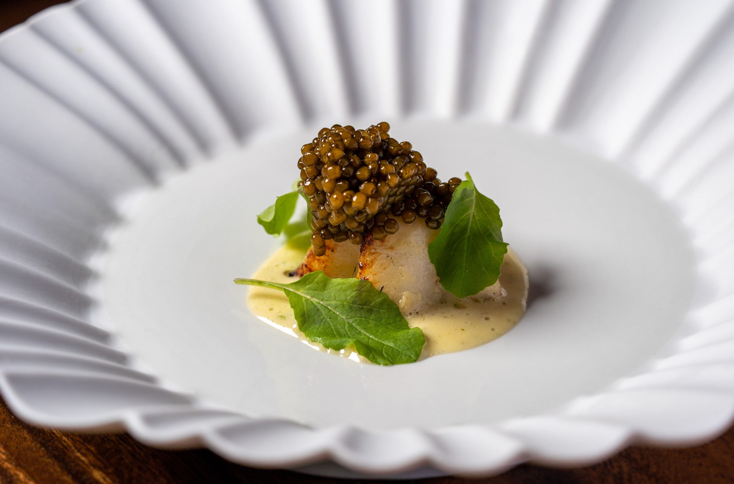 A dish on a French porcelain at Lucien.