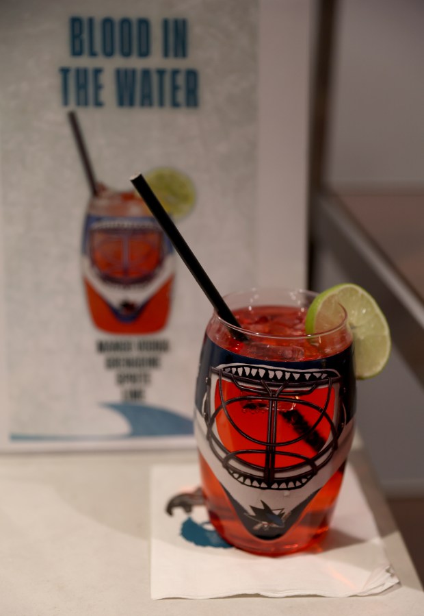 The Blood in the Water cocktail is served during the...