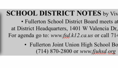 Education: Fullerton School District September 30 meeting