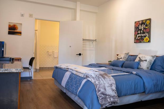 The interior of a room at Homekey at 5950 in...