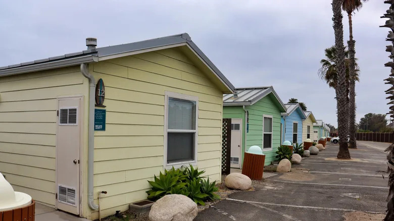 Colorful cottages for rent at San Onofre Beach, CA