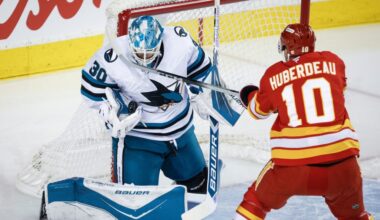 San Jose Sharks' Yaroslav Askarov shines in loss to Calgary Flames