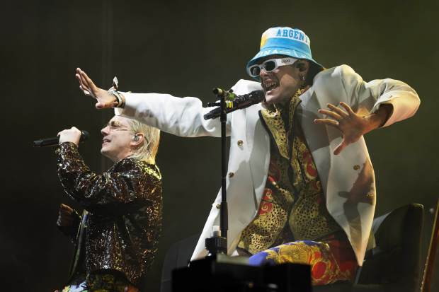 Ca7riel and Paco Amoroso perform on the Gnaw stage during...