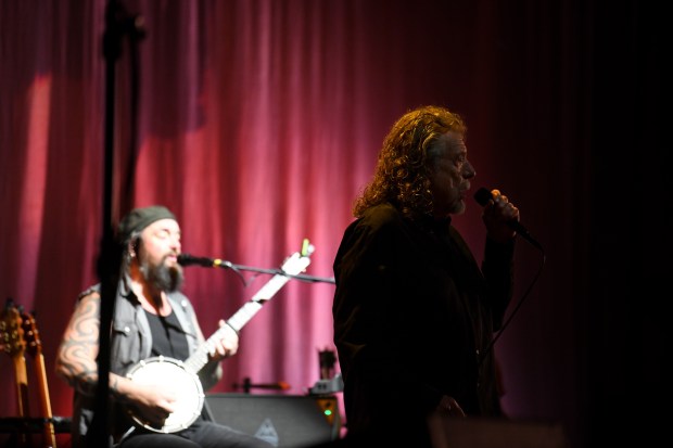 Robert Plant performs with his band, Saving Grace, featuring vocalist...