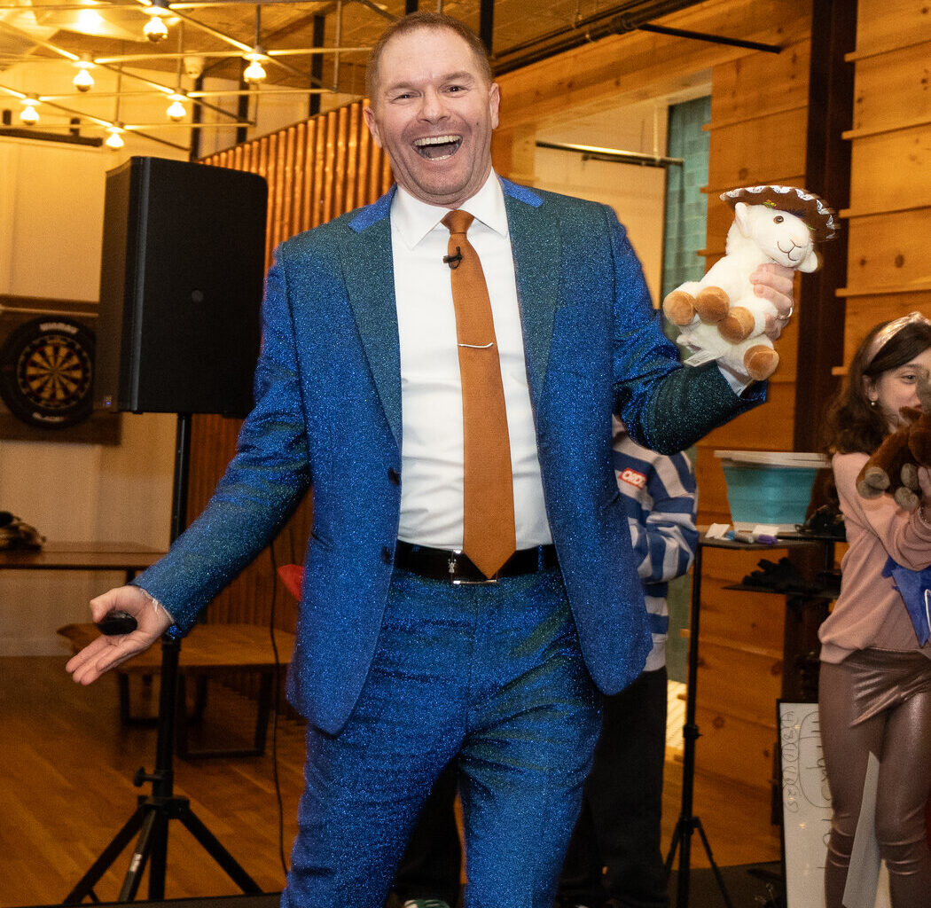Mentalist Michael Gutenplan stunned the audience by producing a stuffed sheep in a sombrero, proving that he correctly guessed what a child would draw on stage.