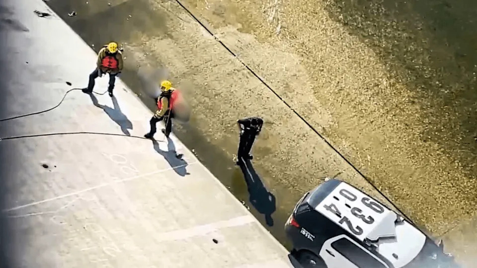An investigation is underway after a body was found in the Los Angeles River in downtown L.A. on Nov. 7, 2025. (Citizen)