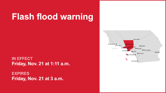 Flash flood warning affecting Los Angeles County until 3 a.m. Friday triggered by thunderstorms – Daily News
