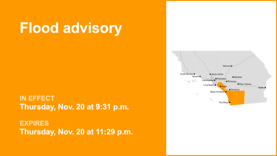 Flood advisory for Orange and San Diego counties Thursday night – Orange County Register