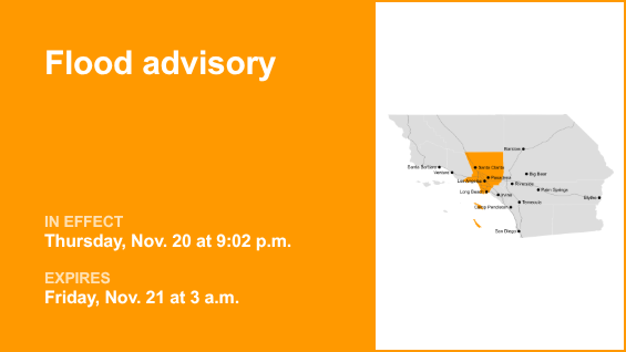 Flood advisory issued for Los Angeles County until 3 a.m. Friday due to substantial downpours – Daily News