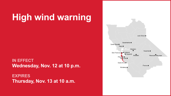 High wind warning issued for San Francisco Peninsula Coast and San Francisco County until Thursday morning – The Mercury News