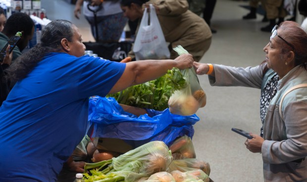 Volunteer Judy Jenkins, left, with the “We got This,” organization,...