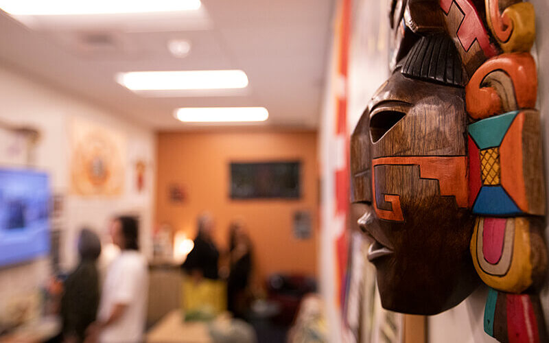 Native Mask hanging in resource center