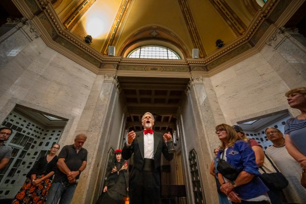 Rich Landuyt, center, service director at Fairhaven Memorial Park and...