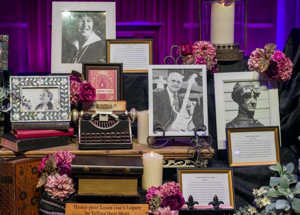 A “Celebration of Life” table inside Waverley Chapel, created by...