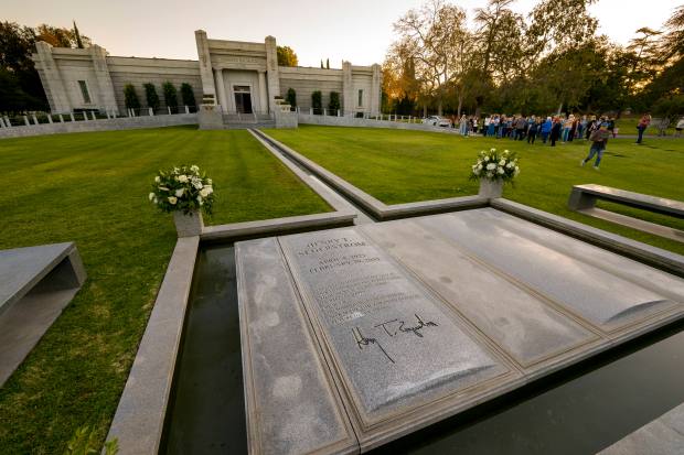The gravesite of Henry Segerstom outside the historic Fairhaven Mausoleum...
