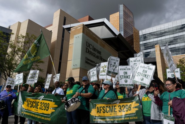 Workers with AFSCME Local 3299 began their two-day strike at...