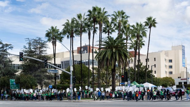 Workers with AFSCME Local 3299 began their two-day strike at...