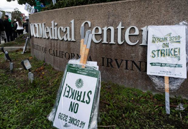 Workers with AFSCME Local 3299 began their two-day strike at...