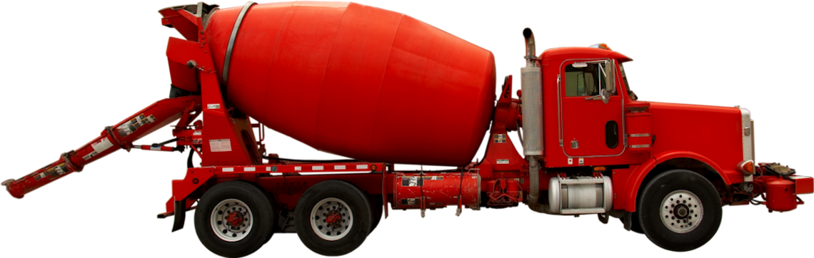 red cement truck