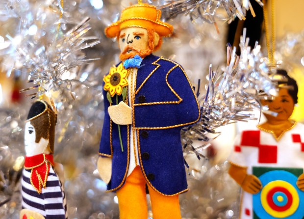 San Diego, CA - November 20: Fair trade ornaments from the UK for sale are displayed at the Museum Store at the San Diego Museum of Art on November 20, 2025 in San Diego, CA. (K.C. Alfred / The San Diego Union-Tribune)