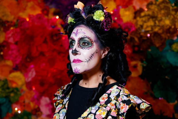 Teresa Salazar participated in the Centro Cultural de la Raza's Día de Muertos procession on Nov. 2, 2025 in San Diego, CA. (K.C. Alfred / The San Diego Union-Tribune)
