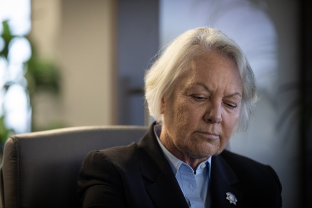 Sheriff Kelly Martinez speaks to reporters on Monday, Sept. 8, 2025, in San Diego. (Ana Ramirez / The San Diego Union-Tribune)