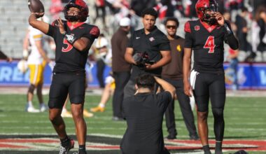 QB Jayden Denegal answers question by starting vs. Cowboys