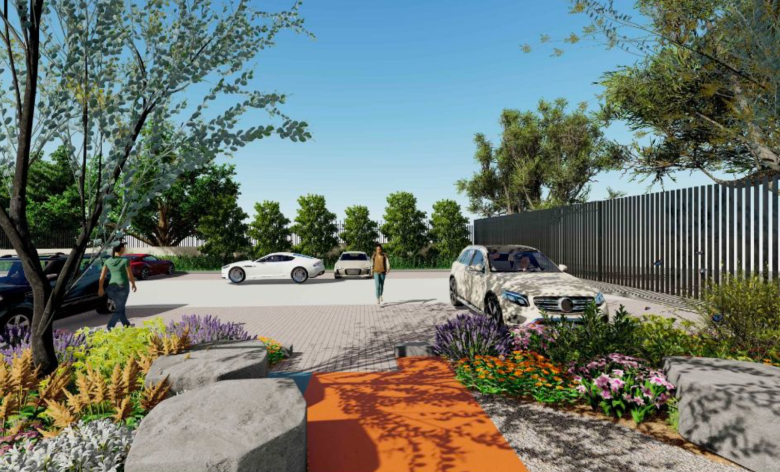 A rendering of a renovated Benjamin Franklin Branch Library