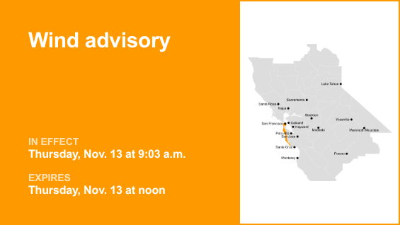 Wind advisory issued for San Francisco Peninsula Coast and San Francisco County until Thursday midday – The Mercury News