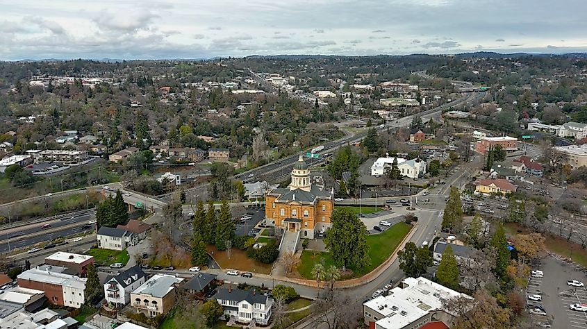 Aerial view of Auburn, the Placer County seat