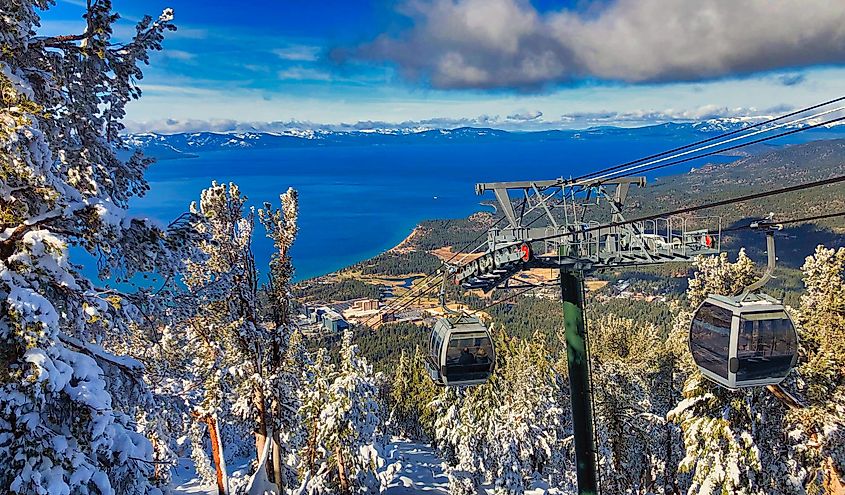 View across Lake Tahoe from South Lake Tahoe, California.