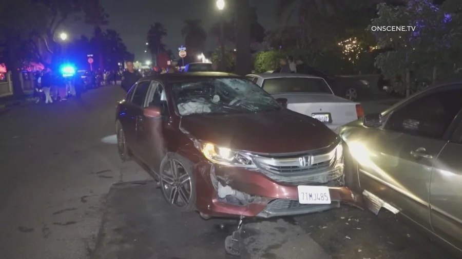 A 12-year-old boy on an e-bike was thrown to the pavement in a violent Anaheim hit-and-run that left him with a broken leg and a concussion, as the occupants of the striking car fled on foot, police said.