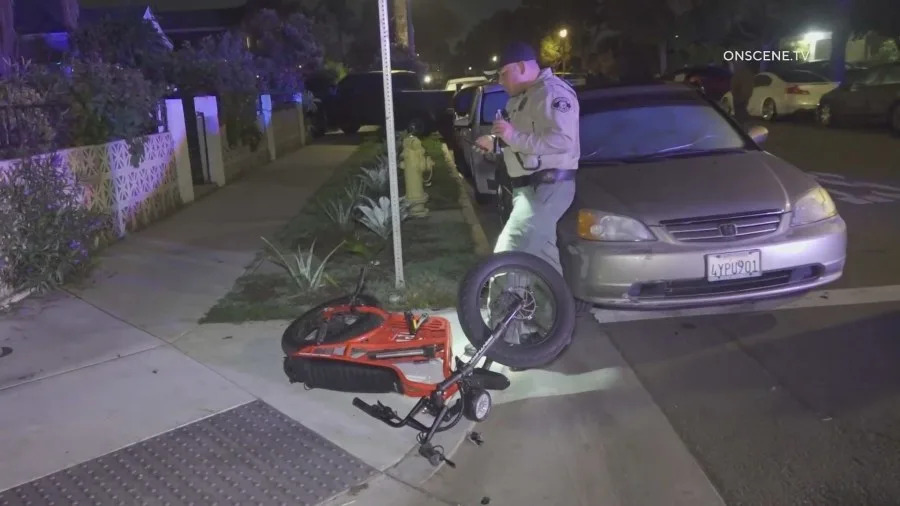 A 12-year-old boy on an e-bike was thrown to the pavement in a violent Anaheim hit-and-run that left him with a broken leg and a concussion, as the occupants of the striking car fled on foot, police said. (ONSCENE.TV)