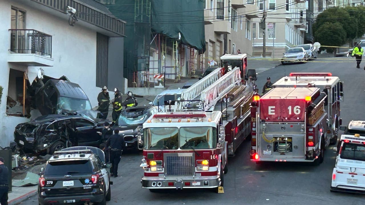 Car crash leaves pickup lodged in Marina inn, 2 injured